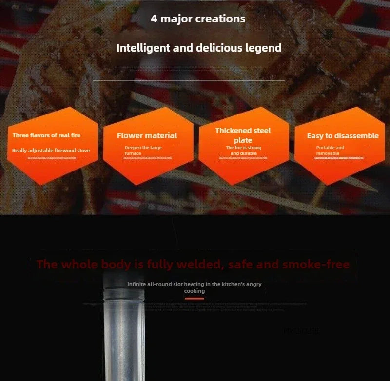 Chimeneas Camping Fire Pit Outdoor Grill Stand Camping Stove Heating Wood Fire Stove Household Rural Portable Brazier Stove