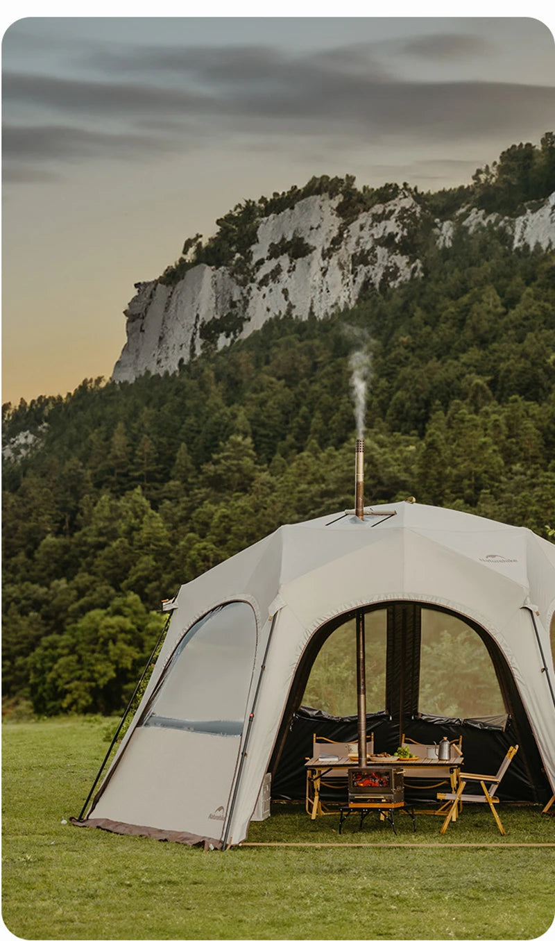 Naturehike Hexagonal Awning Tent Quick Opening Canopy Sunscreen Canopy PU5000 Sunshade Tent Outdoor Camping Travel Tarp Chimney