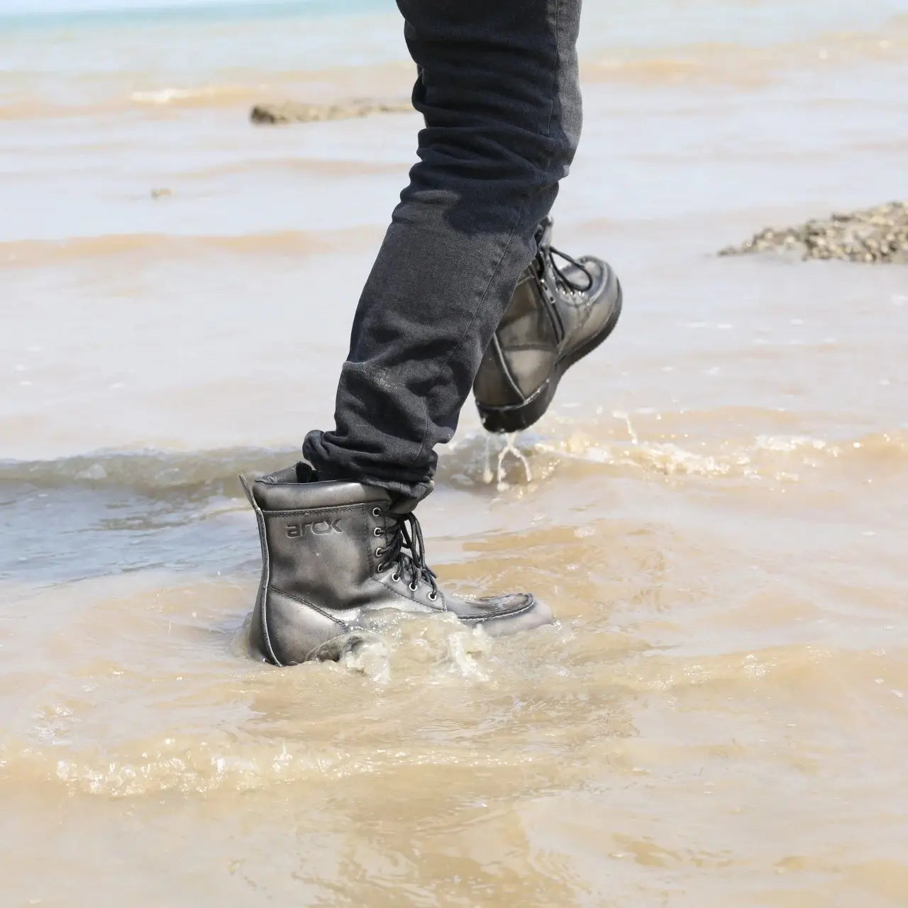 ARCX Men's Vintage Black Genuine Leather Motorcycle Racing Boots, Retro Style Riding Footwear for Men, Durable Cowhide Car Shoe