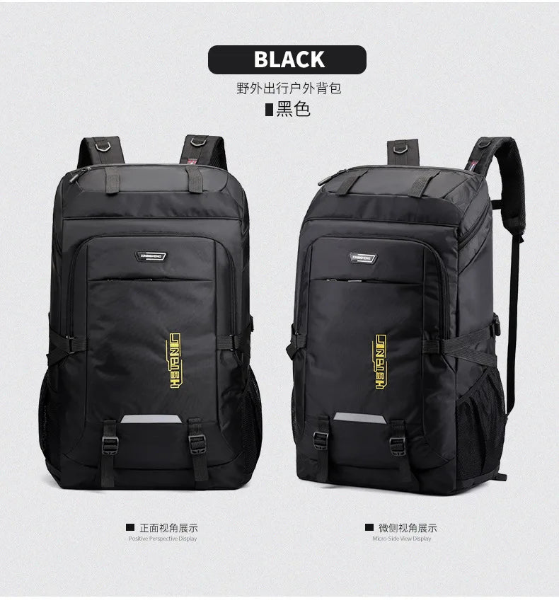 60L 80L Hiking Camping Backpack Nylon Waterproof Large Capacity Luggage Rucksack Men Women Outdoor Climbing Travel Sports Bag