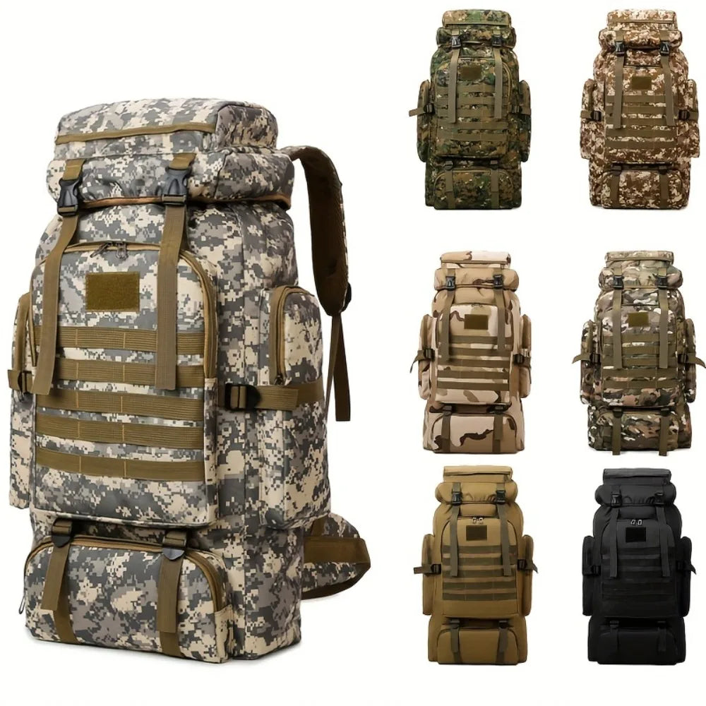 80L  Military Camouflage Tactical Backpack Large Capacity Hiking Camping Travel Outdoor Molle System Assault Pack for Men