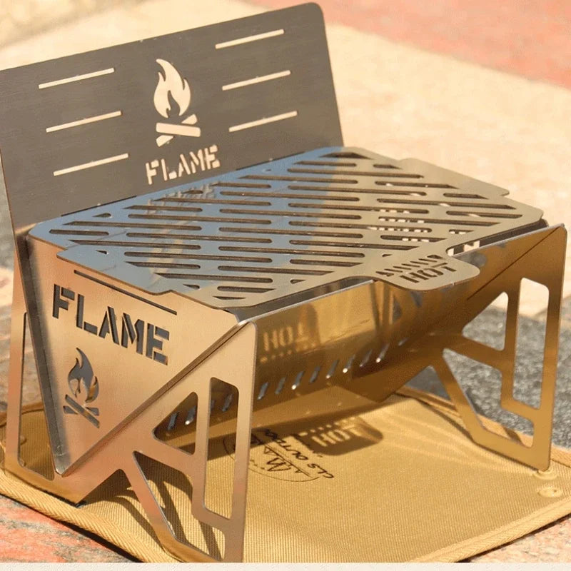 Outdoor Removable Barbecue Grill Ultra Lightweight Grill Mini Camping Stove Stainless Steel Firewood Stove