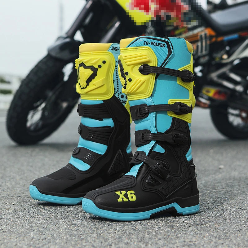 New Motocross Boot Men Women Riding Mid-Calf Ankle Protective Shoes Moto Motorbike Equipment Racing Long Motorcycle Boots