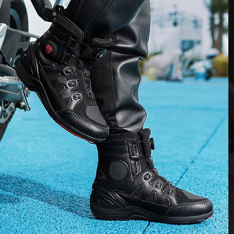 Men Motorcycle Boots New Waterproof Motorbike Riding Shoes Microfiber Breathable Men's Motorcycle Shoes Motos Bike Sport Boot