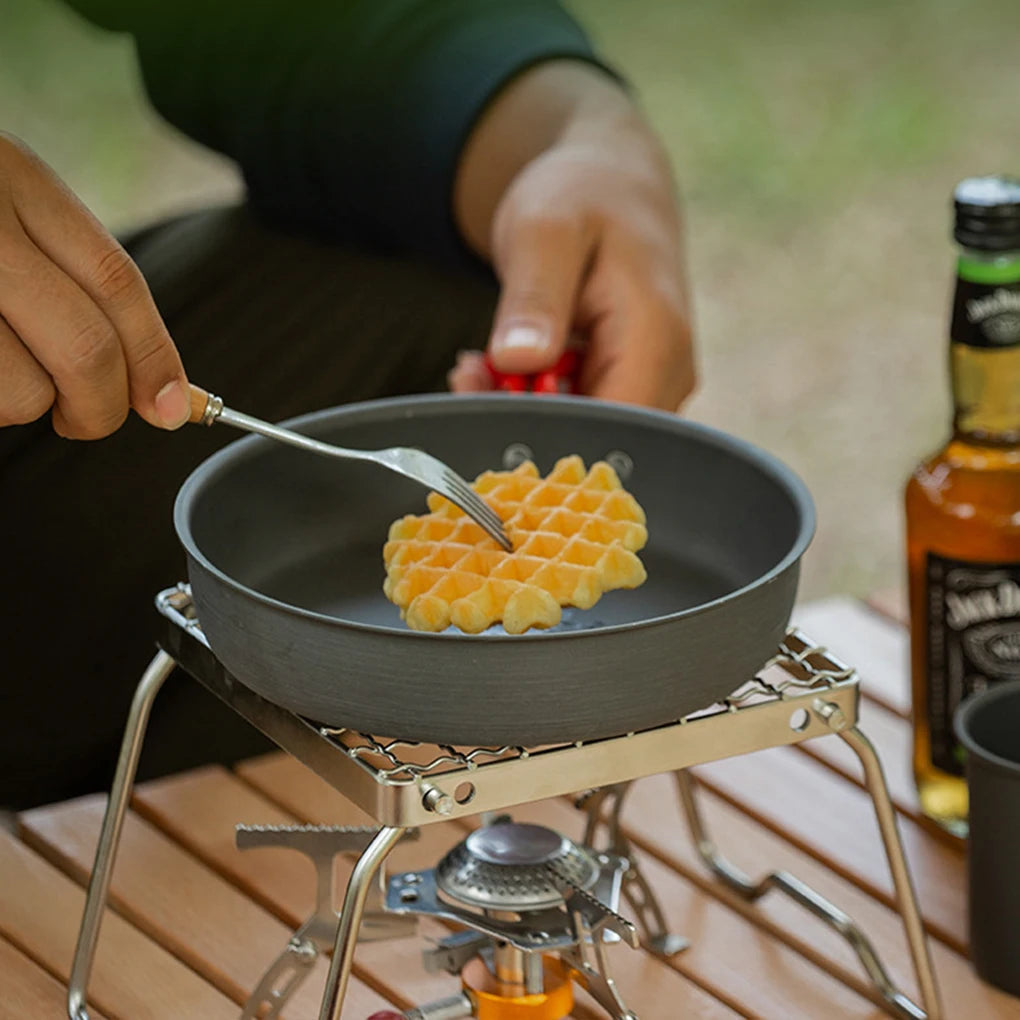 KIQUNE Camping cookware Multifunctional Folding Campfire Grill Portable Stainless Steel Camping Grill Grate Gas Stove Stand