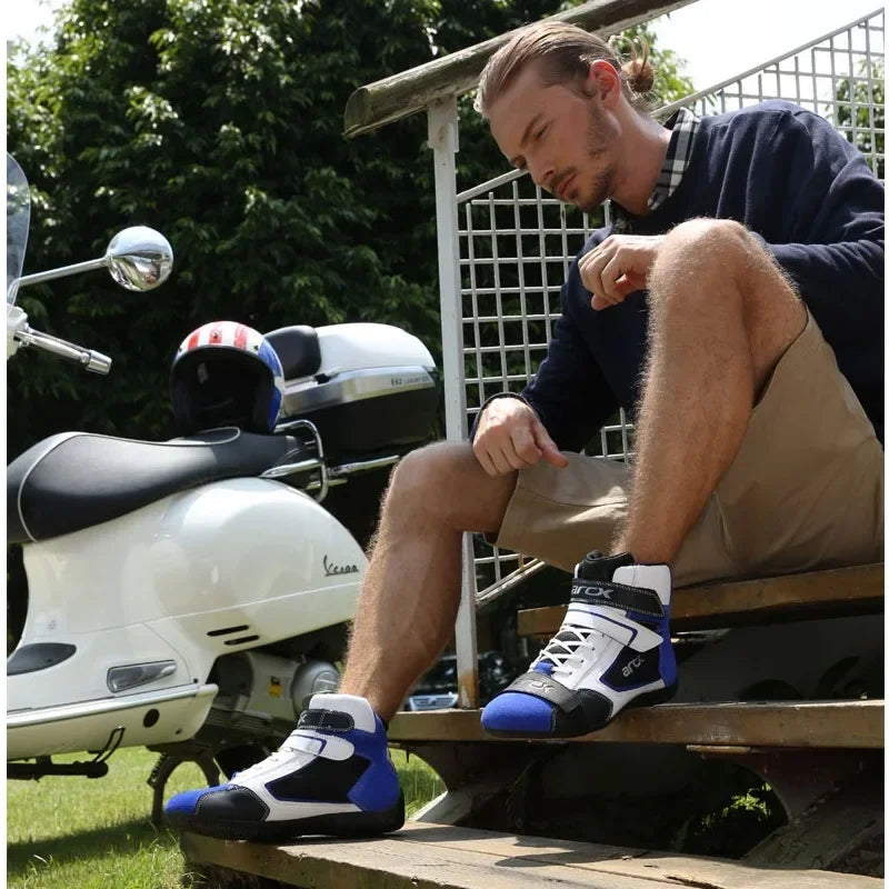 NEW ARCX Men's Motorcycle Boots Leisure Blue bottes moto Leather motorboats Street Moto Racing Ankle Four Seasons casual shoes