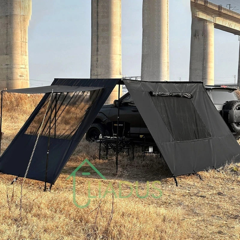 Car Side Tent Blackout With Mesh Windows Mounted Awning Waterproof Shelter UV Protection Camping Canopy Portable For Outdoor