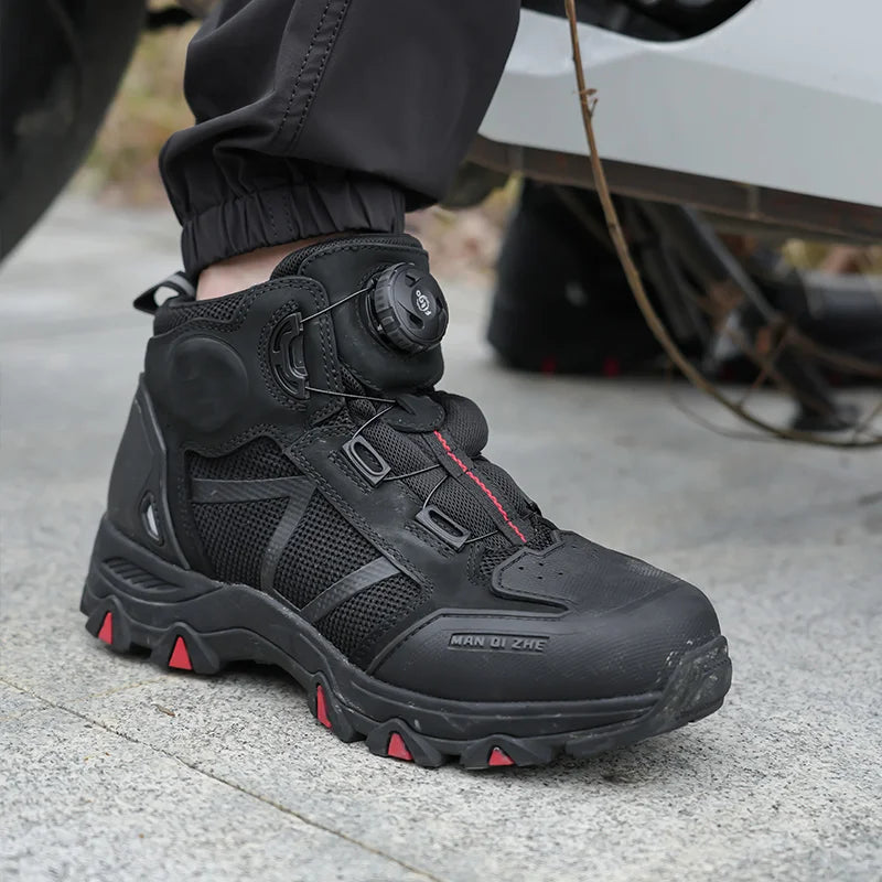 FEHER MQZ Series Motorcycle Boots Breathable Lightweight Non-slip Rotating Lace Up System Hiking Shoes for Riding and Climbing