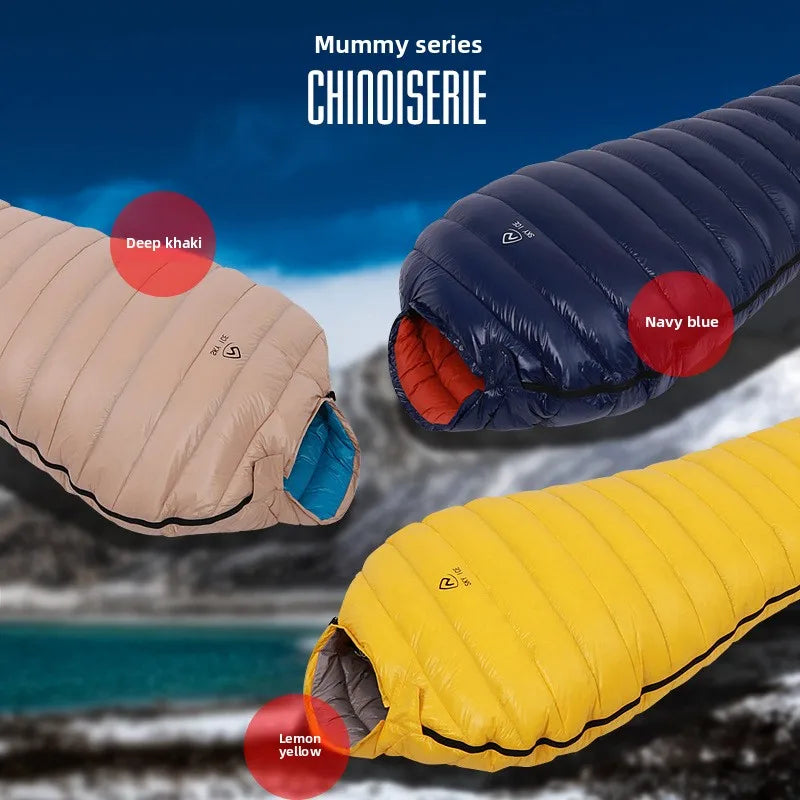 SKY ICEFeichan Mummy Down Sleeping Bag for Adults Outdoor Camping Winter Thickened Goose Down Cold-Proof Warm