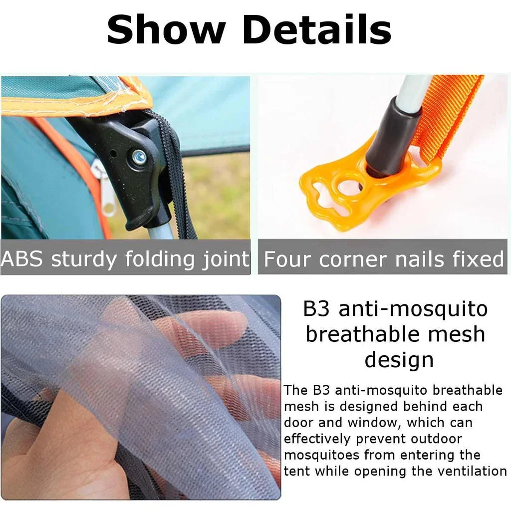 Goture Portable Outdoor Camping Tent 2-6 People Folding Automatic Tent Beach Fishing Family Travel  Park Anti-UV Shade