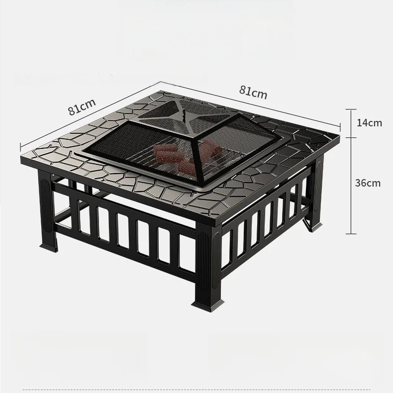 Outdoor Square Barbecue Grill Multi-Functional Barbecue Table Charcoal-Fired Tea-Brewing Table Wood-Burning Stove