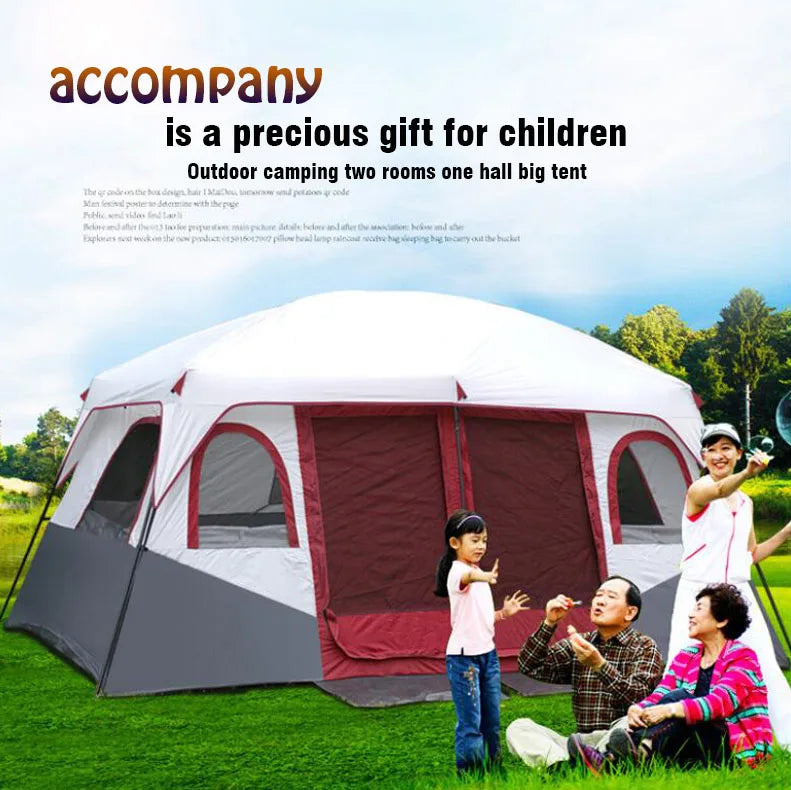 Custom China Travel 4 Season La Tente 2 Rooms Camping Tents 12 Persons Waterproof Outdoor Family Big Camping Tent for 12 Persons