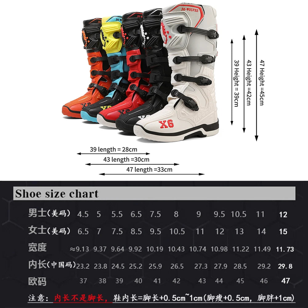 New Motocross Boot Men Women Riding Mid-Calf Ankle Protective Shoes Moto Motorbike Equipment Racing Long Motorcycle Boots