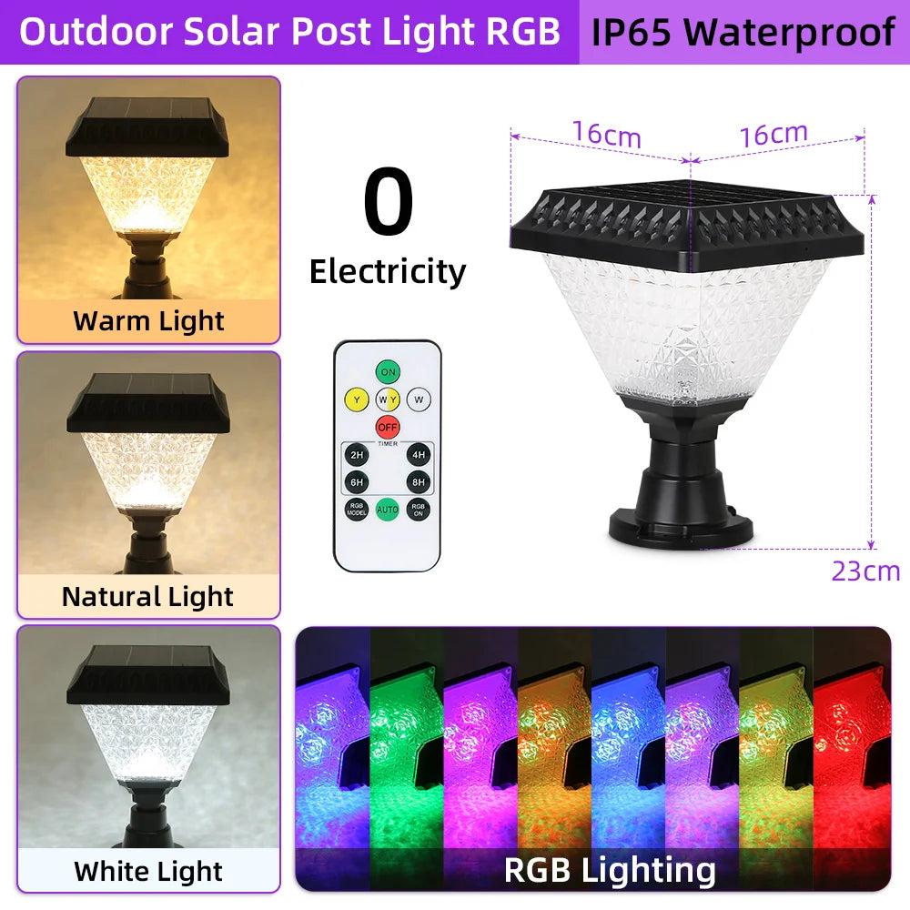 Outdoor Led Solar Garden Lights Dimming Timed Column Light Post Lamp Pillar Light Modern LED for Home Villa Garden Patio Decor