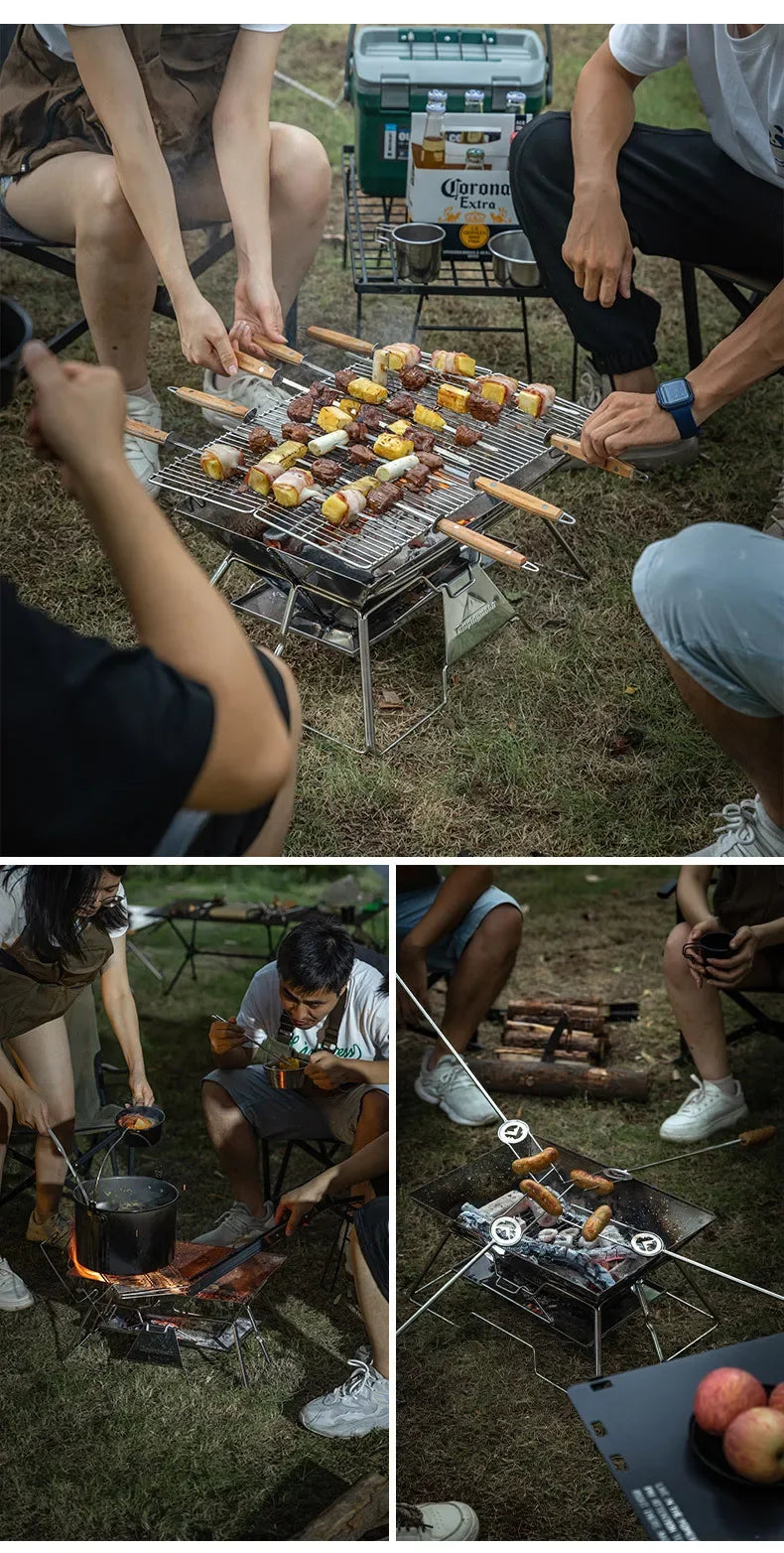 Steel foldable portable barbecue grill MT-3 MT-2 outdoor camping picnic set camping barbecue grill fire pit firewood stove