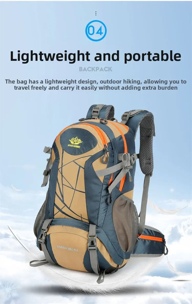 Mountaineering backpack 40 liters men's and women's outdoor sports bag waterproof camping hiking rain