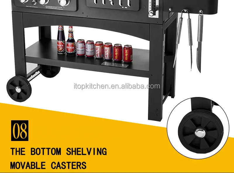 Outdoor Barbecue grill Charcoal Gas Comb BBQ Grill American family party  Machine courtyard gas and carbon dual-use bbq