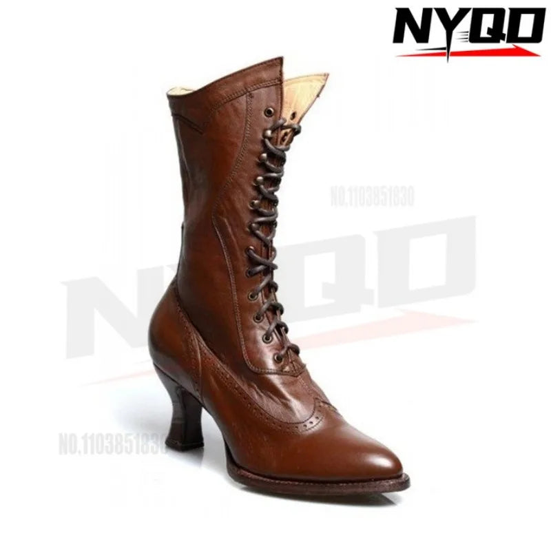 Motorcycle boots women pointed straps center heel women's boots wine glasses heel boots sizes 40-43 botas moto riding shoes