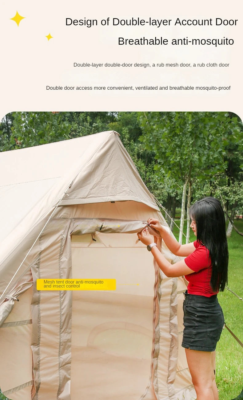 Inflatable Camping Tent for Family, PVC Skylight Air Tube, Camp Base Tents, 12 Square Meters, Large Space, 5-8 Person