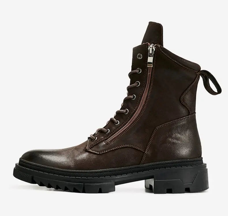 Retro Leather Motorcycle Riding Boots Riding Boots British Cool Man Handmade High-top Winter Work Shoes