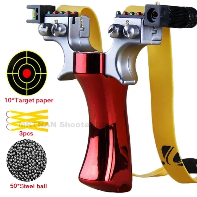Powerful Laser Slingsshot Upgrade Outdoor Shooting Catapult Double Screw Quick Pressure Rubber Band Hunting Slingshot