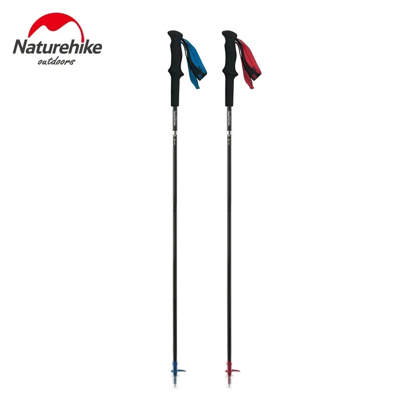 Naturehike-EXT Carbon Fiber Ultralight Walking Hiking Sticks,4 Sections Foldable Adjustable Trekking Poles Camping Hiking Tool