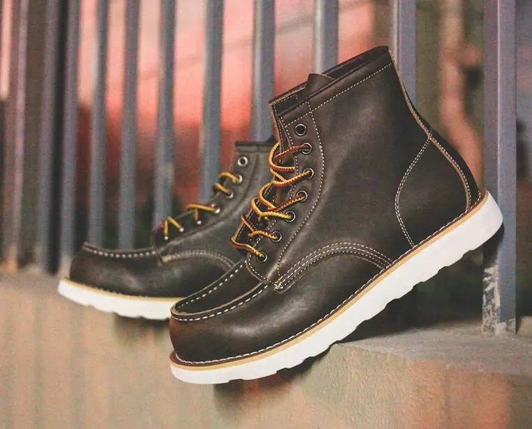 2025 New Spring Round Toe Men Boots Casual Design Boots Vintage Fashion Motorcycle Boots Crazy Brown Boots a055