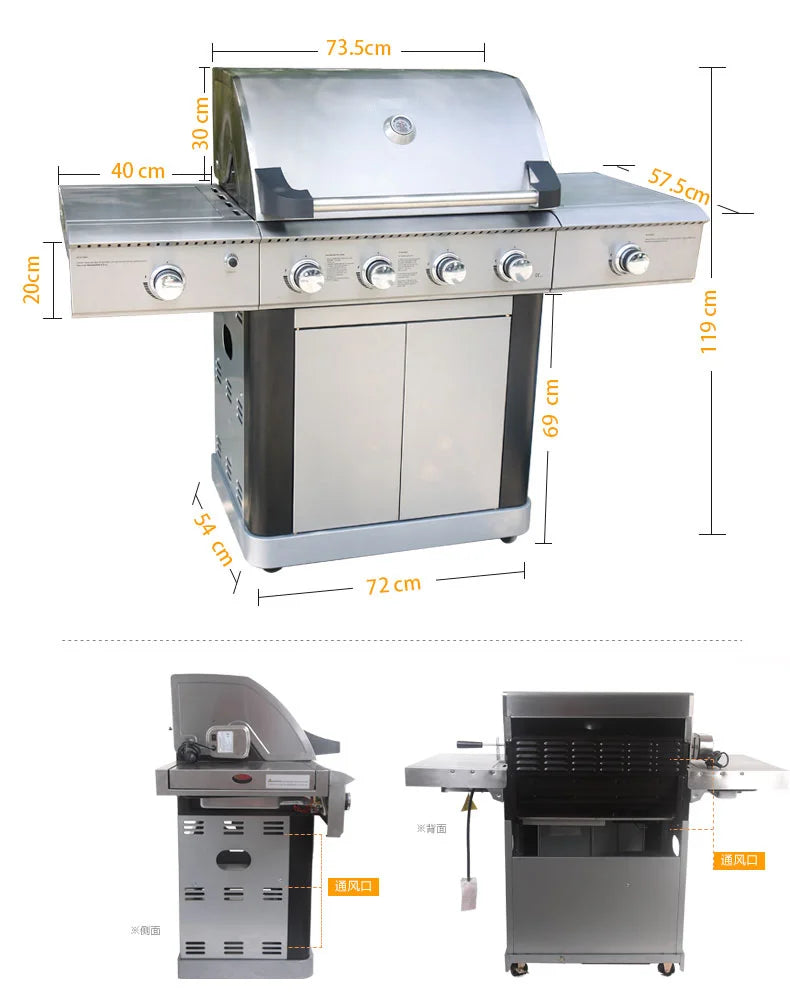 4+2 Burners Gas BBQ Grill Barbeque