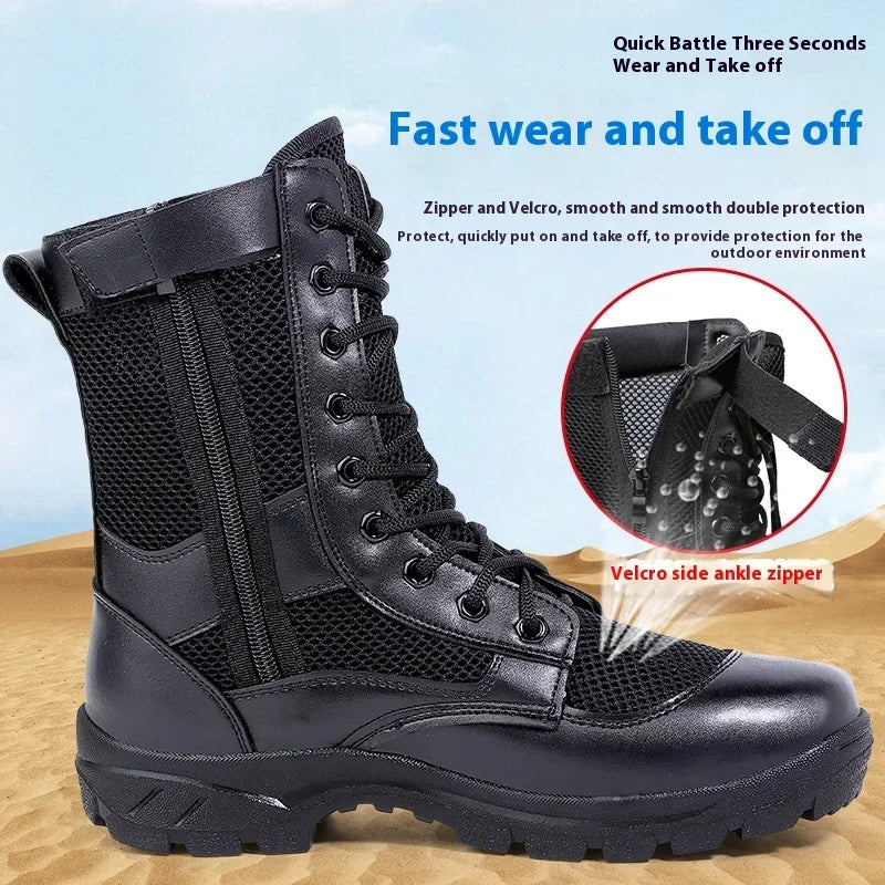 Summer ultra-light combat boots comfortable mesh shoes mountaineering boots men women high-top training boots security shoes