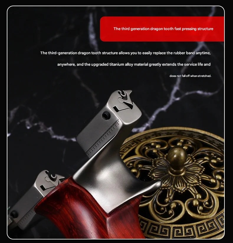 Powerful Dragon Tooth Slingshot Outdoor Competition Actual Combat Quick Pressure Concealed Buckle Catapult With Flat Leather