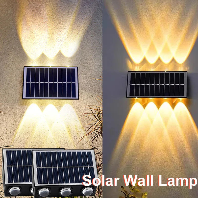 Outdoor Floodlight 4/6/8LED Solar Wall Lamp Upper And Lower Lighting Solar Powered Waterproof Streetlight for Balcony Courtyard