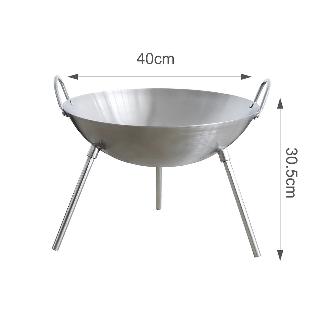 Tripod Fire Pit Grill Wood Burning Cooking Pot Detachable Legs Foldable Camping Charcoal BBQ Stove Heating Outdoor Garden Beach