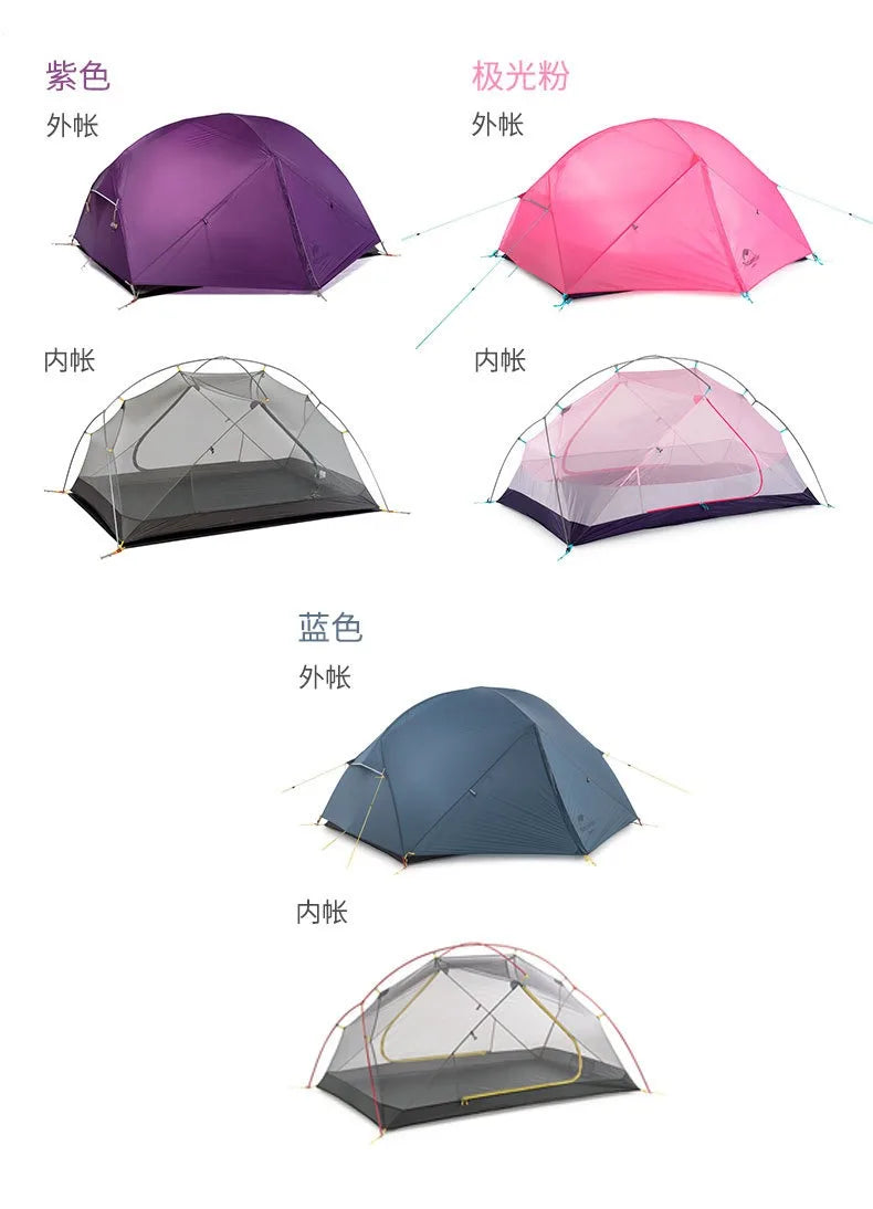 Naturehike-Mongar 2 Tent, Ultralight Double-Person Tent, Professional Outdoor Camping, Mountaineering, Windproof and Rainproof