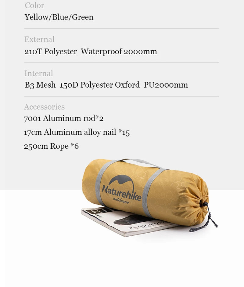 Naturehike Ultralight Tent 3-4 Person Waterproof Camping hiking tent Outdoor Double Layer Hiking Fishing Tourist Beach Tents