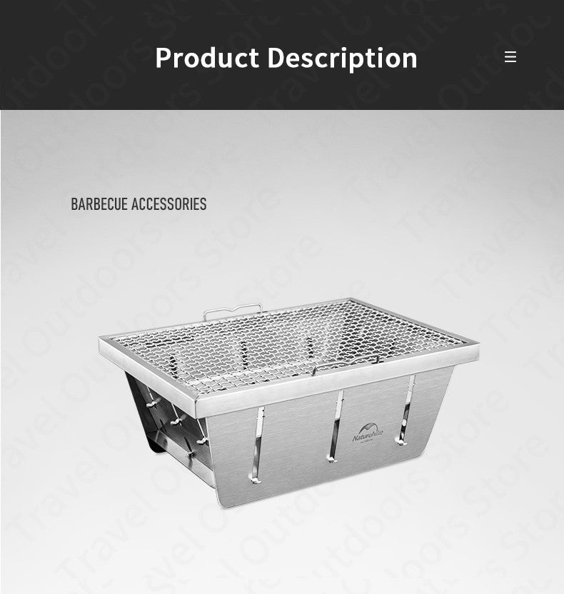 Naturehike IGT Outdoor Folding BBQ Grill Stainless Steel Embedded Oven Portable Stove Camping Picnic Tool Barbecue Accessories