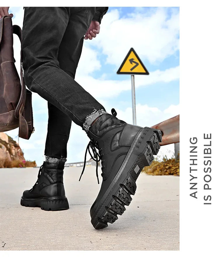 Motorcycle Boots Fashionable Motorcycle Boots Winter Cotton Boots Thick Soled Shock-absorbing Non Slip Casual Shoes