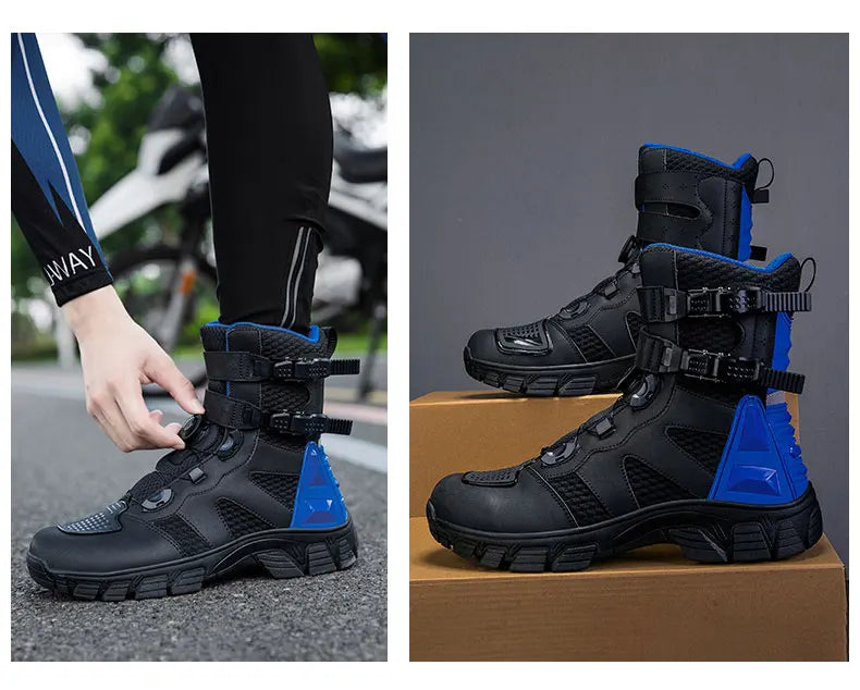 Motorcycle Boots Men's Mid-Calf Motocross Races Protective Boots Outdoor Breathable Non Slip Motos Sports Shoes 1128