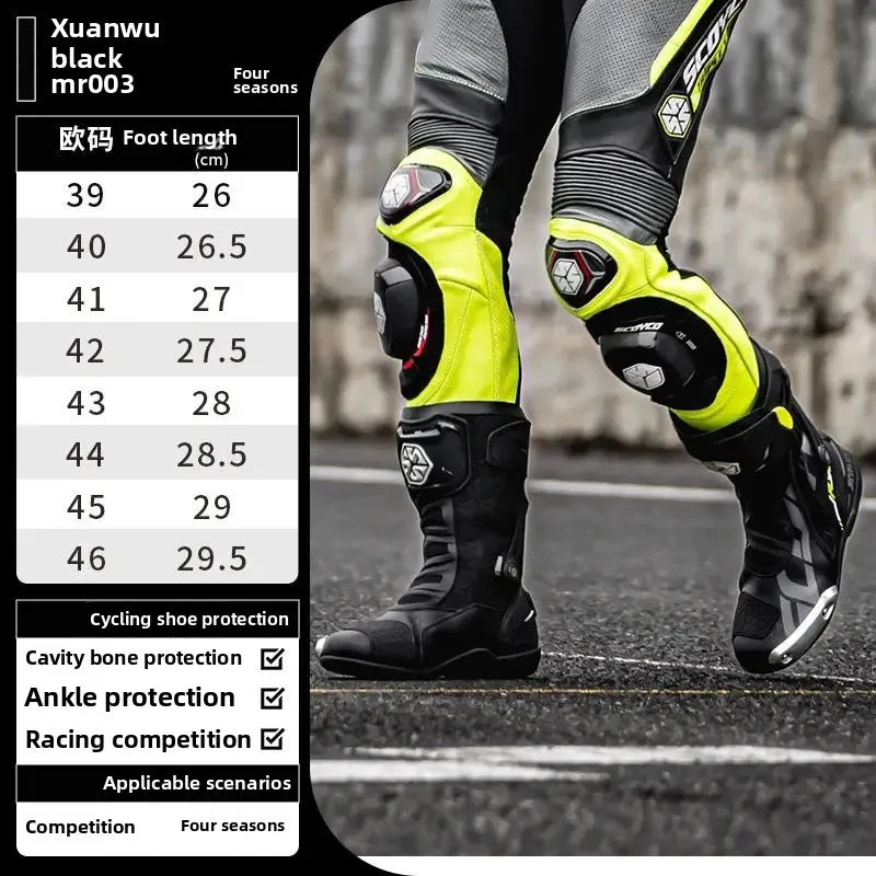 Motorcycle Boots Long Thigh Boots Men Shoes Shoe Moto Riding Shoe Man Racing Motocross Protective Gear Speed SCOYCO MR003