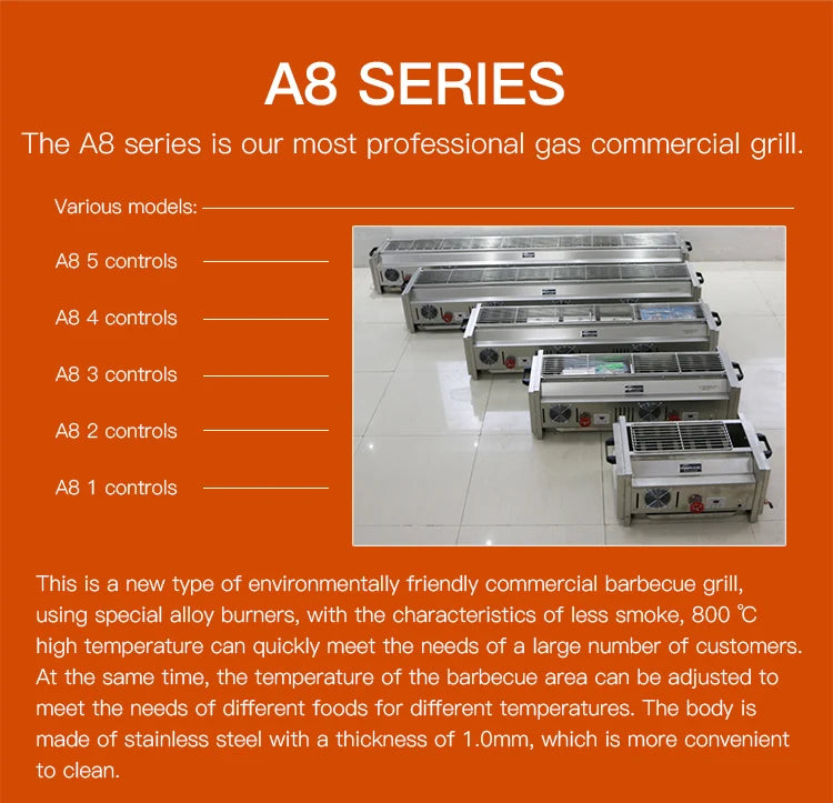 A8 Gas Large Barbecue Grill Commercial Grill Machine Restaurant