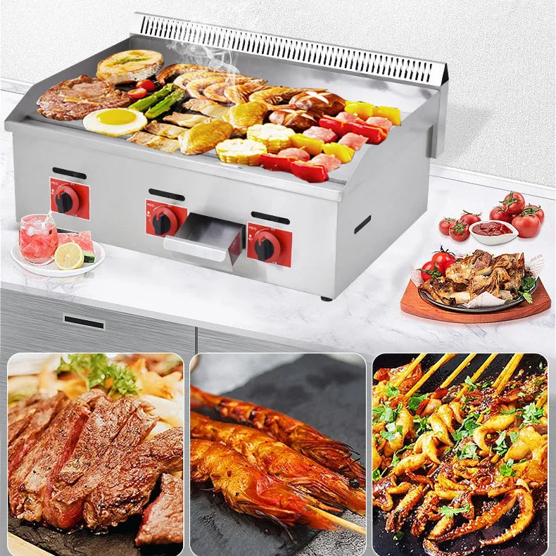 Commercial Flat Top Gas Griddles Stainless Steel Flat Plate Gas Grill Griddle BBQ Griddle Gas Grill for Sale