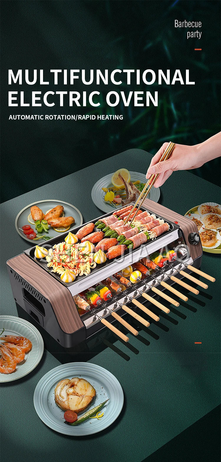Household Automatic Rotating Smokeless Home Barbecue Hot Dog Automatic Rotating Barbecue Machine Mutton Skewers Barbecue Machine
