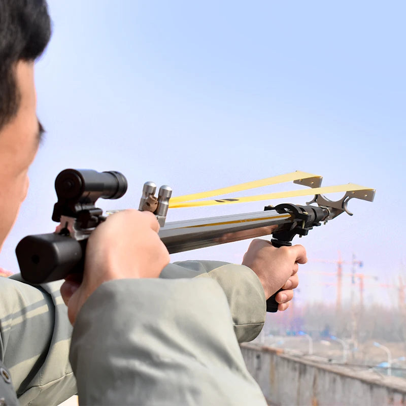 Hunting Slingshot Red and Green Laser High PowerStraight Rod Telescopic Folding Catapult Bow for Outdoor Sports Shooting New