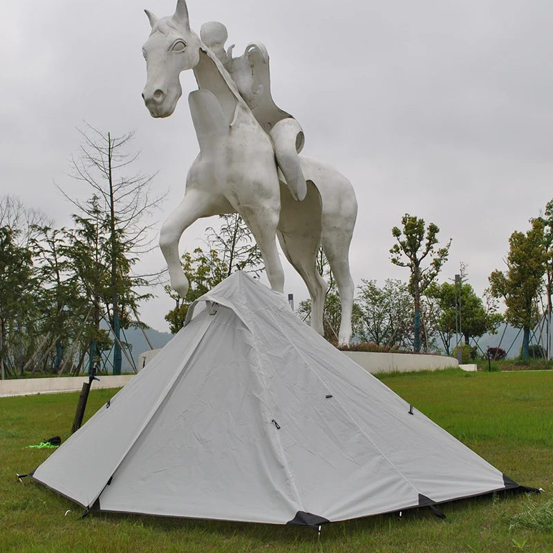 Ultralight Outdoor Backpacking Camping Tent, Trekking Pole Tent, Lightweight Poleless Tent, Waterproof, 1-2 Person, NO POLE