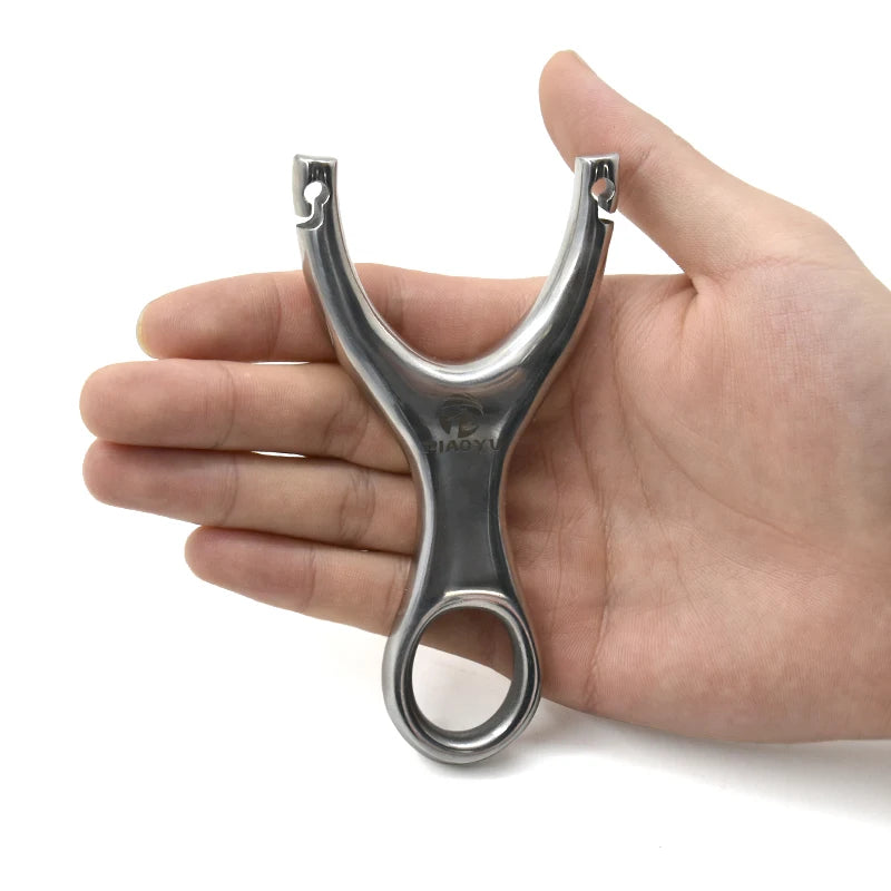 Stainless Steel Slingshot Metal Slingshot Catapult Powerful Hunting Equipment Portable Shooting Leisure Toy With Rubber Band