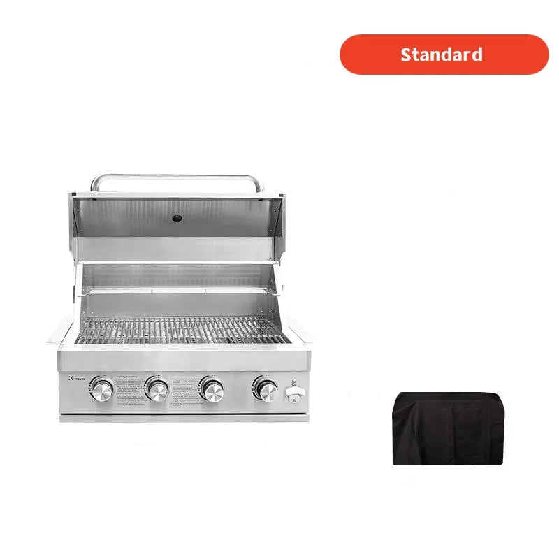 304 stainless steel embedded barbecue stove courtyard gas barbecue grill charcoal gas dual-purpose stewing stove BBQ
