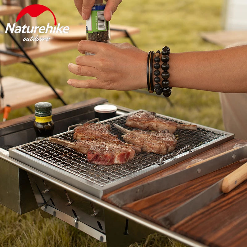 Naturehike IGT Outdoor Folding BBQ Grill Stainless Steel Embedded Oven Portable Stove Camping Picnic Tool Barbecue Accessories