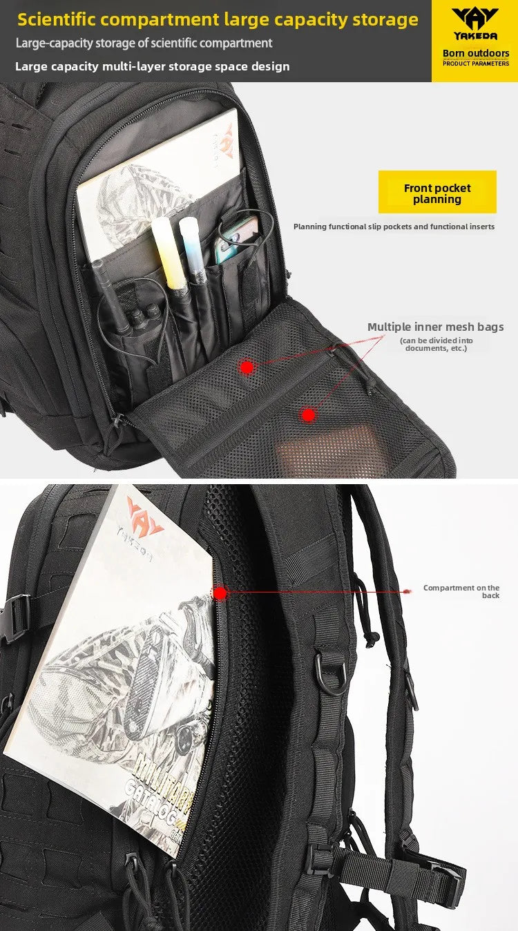 YAKEDA Assault Tactical Molle Backpack Fans 600D Sports Outdoor Bag High Capacity Tourism Hiking Mountain Camping Bags