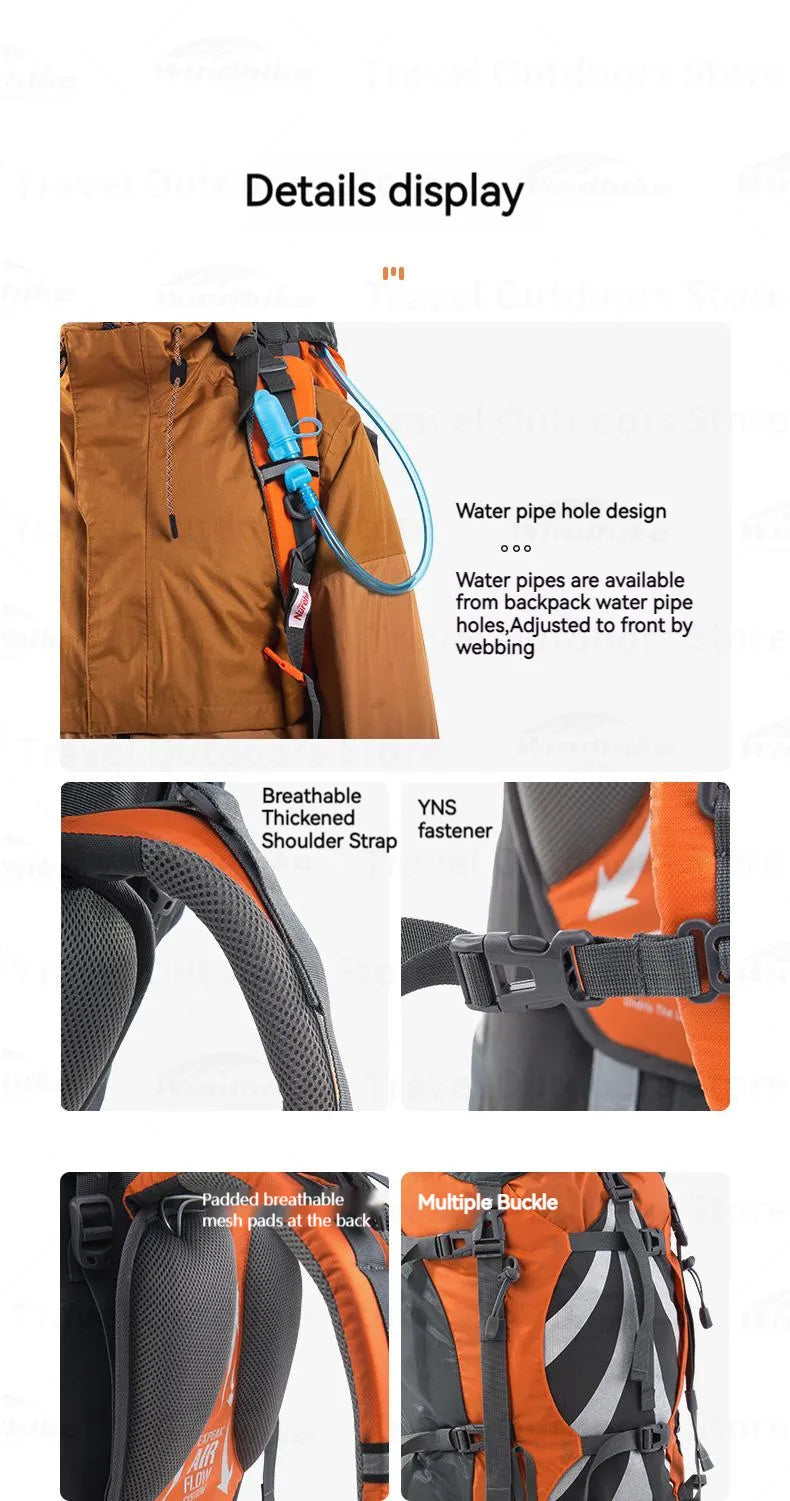 Naturehike 70L+5L Hiking Backpack Waterproof Outdoor Mountaineering Bag Knapsack Softback Big Capacity Rucksack With Rain Cover