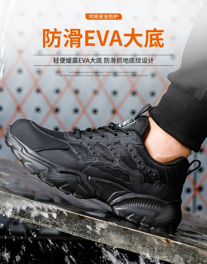 White Safety Shoes Men Steel Toe Boots Work Sneakers Anti-smash Anti-puncture Indestructible Shoes Sport Men Protective Shoes