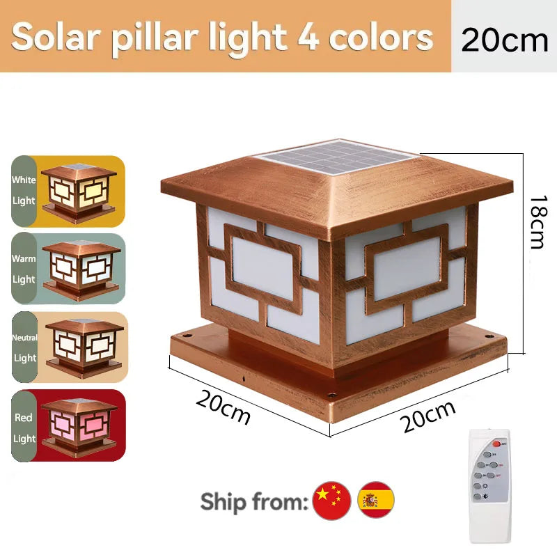 Outdoor Led Solar Garden Lights Dimming Timed Column Light Post Lamp Pillar Light Modern LED for Home Villa Garden Patio Decor